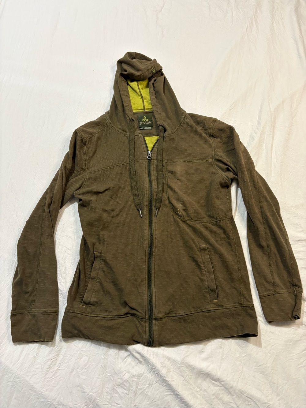 Prana Women's Olive Green Full-Zip Hooded Jacket Medium